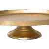 Elegant 25” Gold Aluminum Oval Platter - Premium Decorative Serveware Gold Aluminum Oval Platter on Pedestal Small (4.5″Hx17.5″Lx12.5″W)