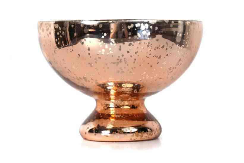 Stunning 7.5" Copper Glass Bowl - Elegant Decorative Centerpiece & Mercury Decor Gold Mercury Glass Bowl (7.5″x5″)