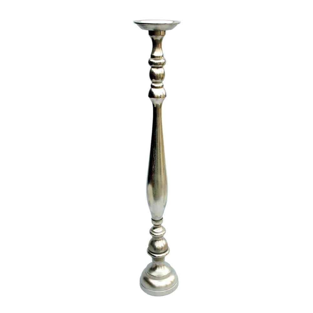35” Nickel Aluminum Candle Stand - Modern Decor & Elegant Event Accessory Nickel Aluminum Candle Stand (35″Hx6″)