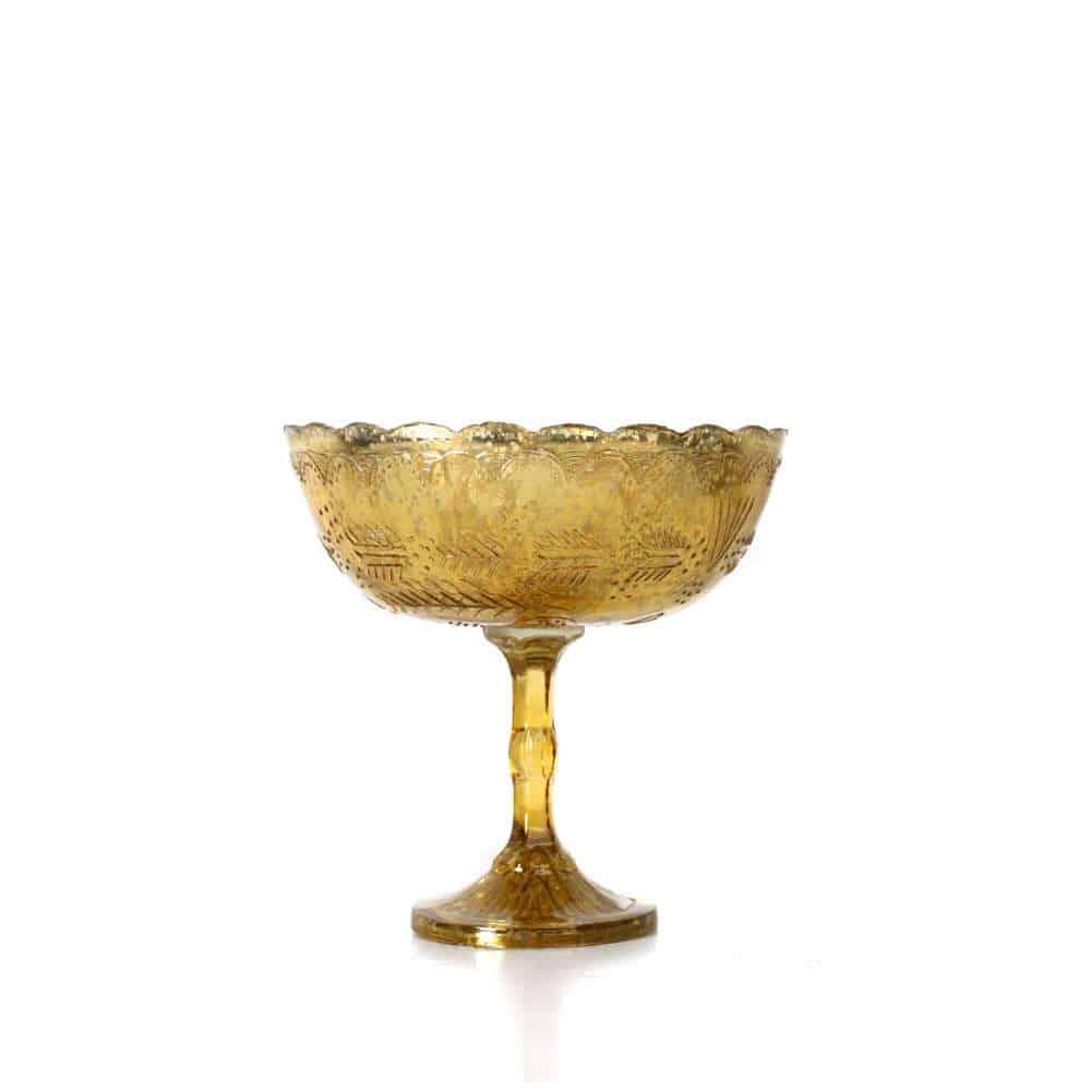 Gold Mercury Glass Glass Bowl (8″x7″)