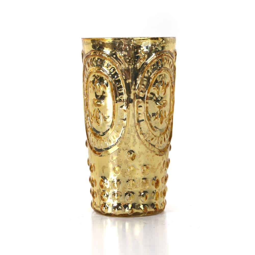 Elevate Your Decor with 1 Gold Mercury Glass Fleur De Lis Votive Holder Gold Mercury Glass Fleur De Lis Votive Cup (4.5″Hx3″W)