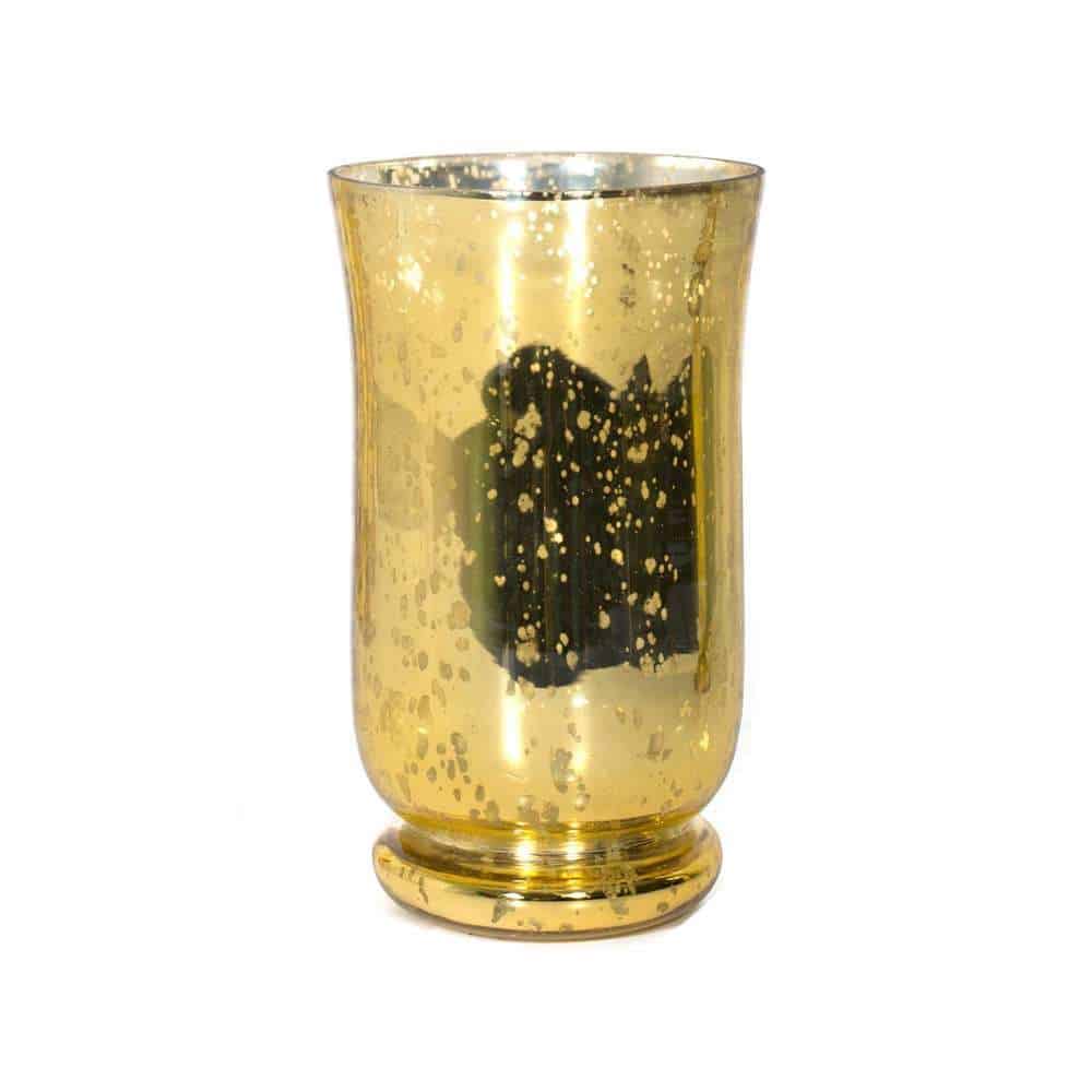 Stunning 6" Gold Mercury Glass Vase - Elegant Decorative Hurricane Centerpiece Gold Mercury Glass Bowl Hurricane Vase (6″x4.5″)