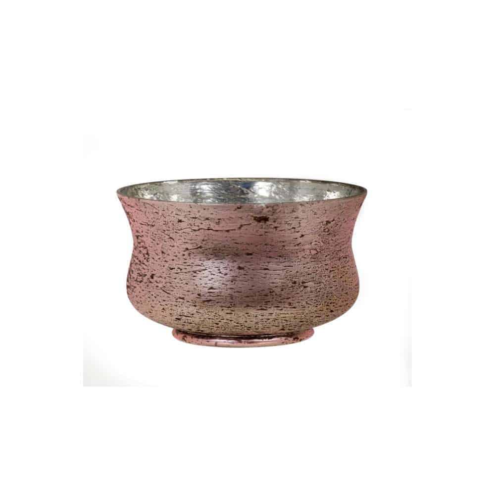 Antique Mercury Glass Decor: Vintage Pink Urn for Unique Home Accents Gold Mercury Glass Bowl Hurricane Vase (6″x4.5″)