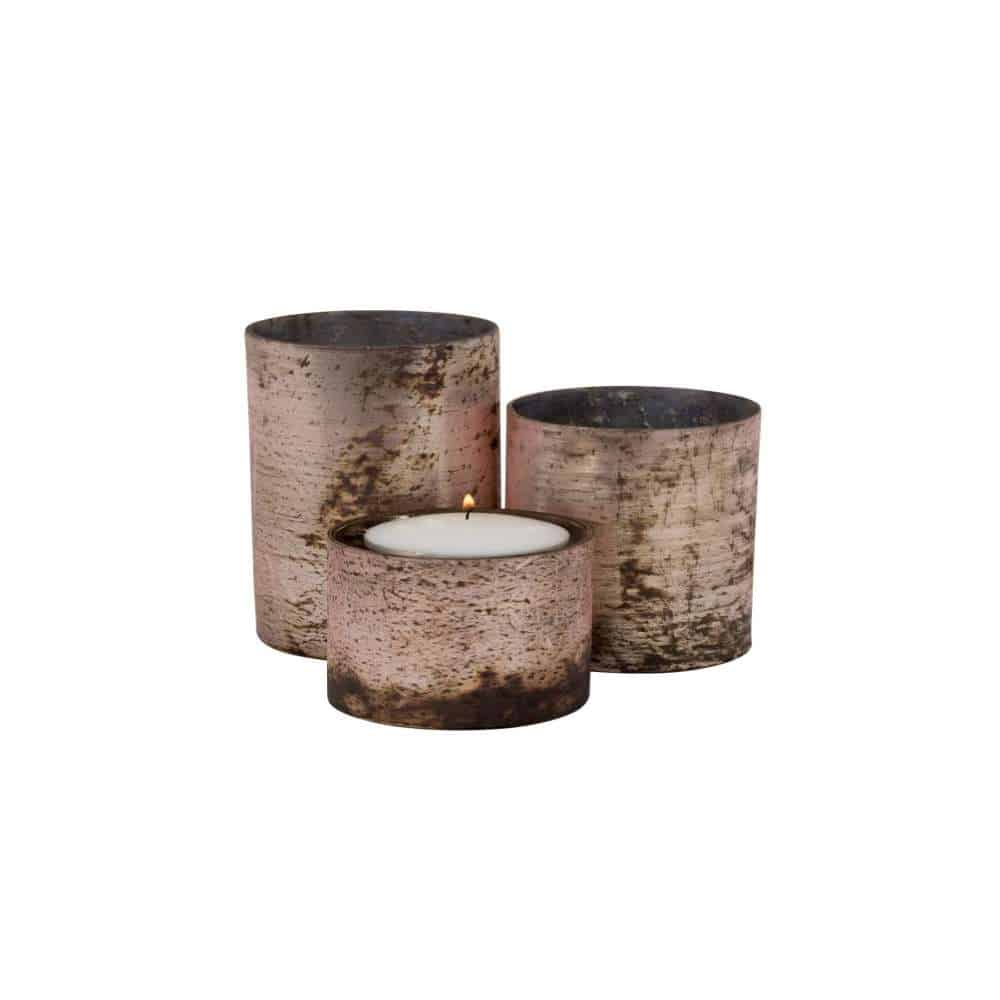 Clear Hammered Glass Cylindrical Floating Candle and Bouquet Holders Set of 3 (4″x5″ -7″ -9″)