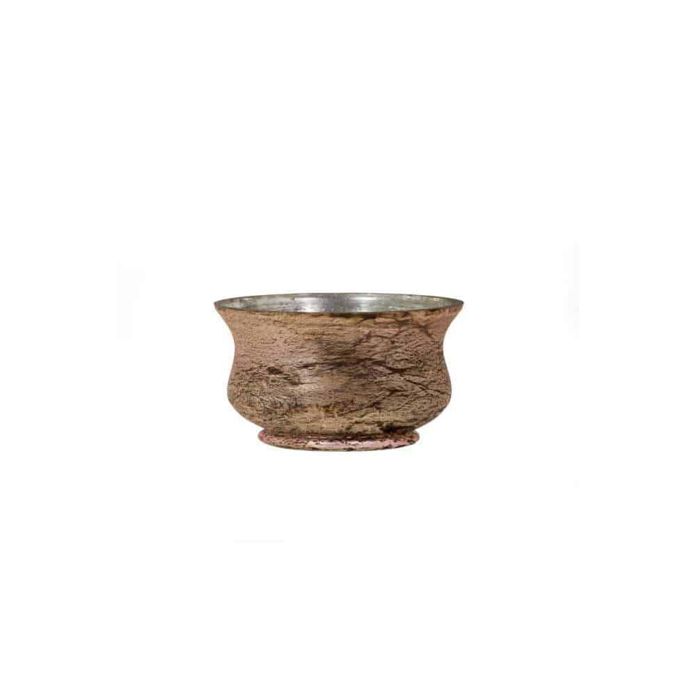 Antique Burnt Pink Mercury Glass Urn - 4 Elegant Home Accents Gold Mercury Glass Bowl Hurricane Vase (6″x4.5″)