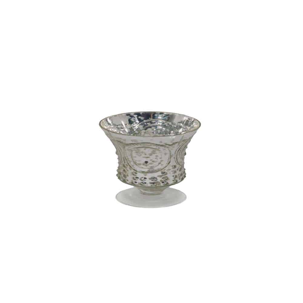 Silver Mercury Fleur De Lis vase 6″H x 4″
