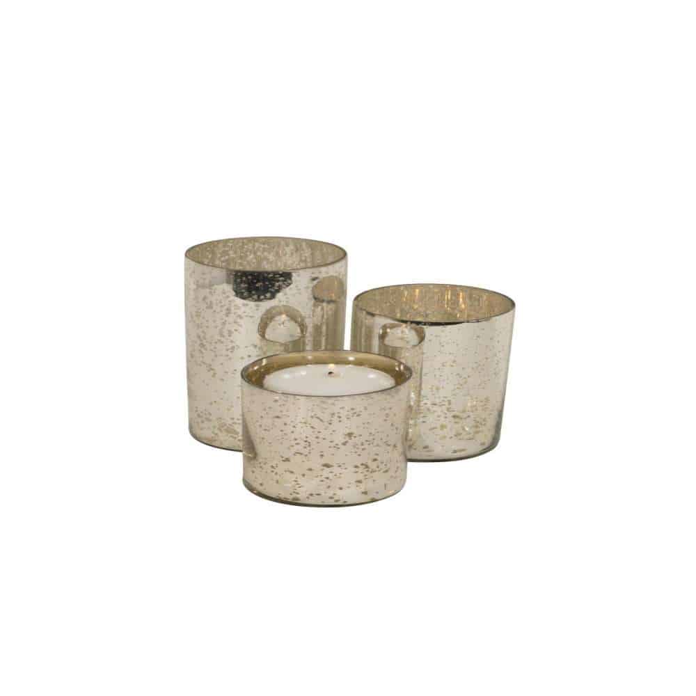Clear Hammered Glass Cylindrical Floating Candle and Bouquet Holders Set of 3 (4″x5″ -7″ -9″)