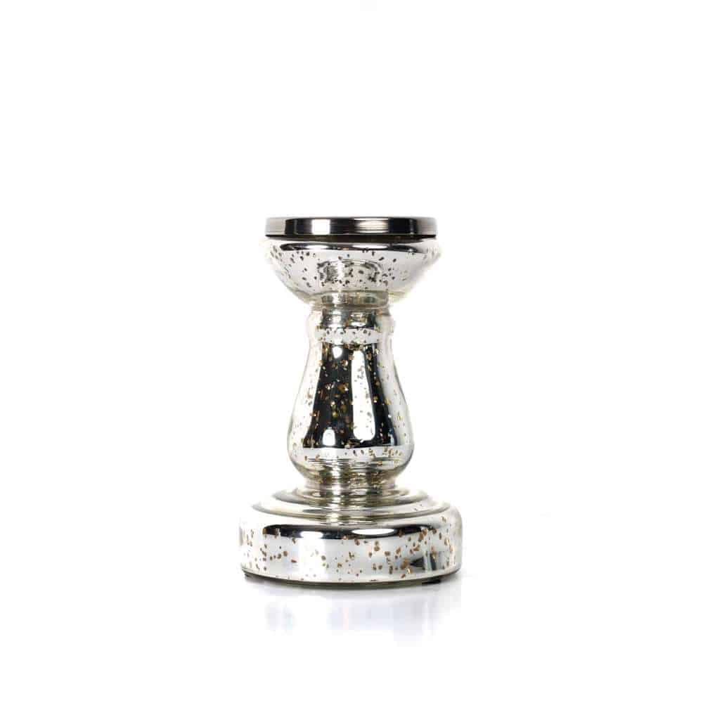 Silver Mercury Glass Candle Stand (6.5″x5″)
