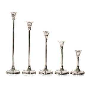 Nickle Plated Aluminum Candle Stand Set of 5  (2.5"x5" -7"-9"-11"-13")