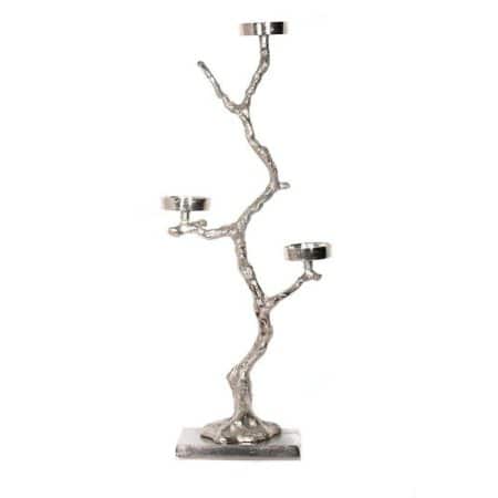 Nickel Aluminum 3 Votive Tree with Stand Small (27″Hx12″x6.5″)