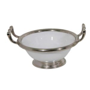 Classic White Ceramic Centerpiece Bowl with Handles (12″x10″x6″)