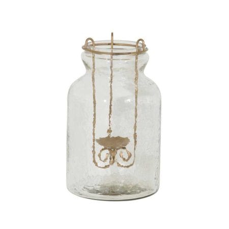 Clear Hammered Glass Jar with Candle Holder Insert (10x6x6)