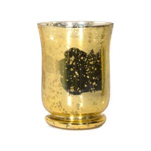 Gold Mercury Glass Bowl Hurricane Vase (6"x4.5")