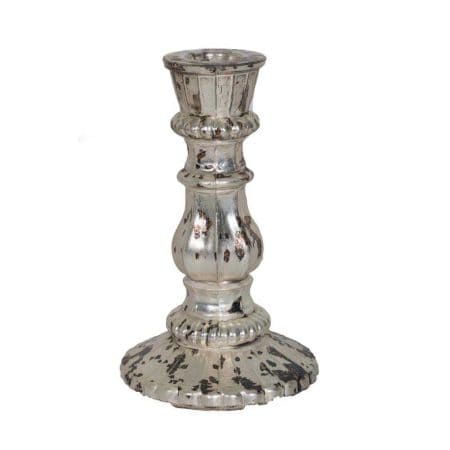 Royal Platinum Mercury Glass Candle holder (9″Hx4.5″)