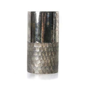 Silver Beehive Mercury Glass Cylinder (9″x4″x4″)