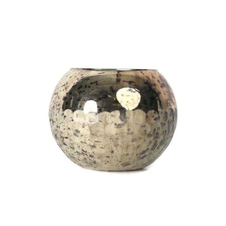 Silver Beehive Mercury Glass Ball Votive Cup (4″x4″x3″)