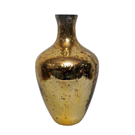 Gold Sand Blasted Mercury Glass Vase (14.5″x8.5″x8.5″)