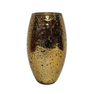 Gold Sand Blasted Mercury Glass Vase (9.5″x5.5″x5.5″)