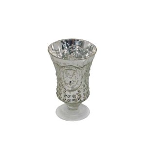 Silver Mercury Glass Fluer Di Lis Loving Cup 6″
