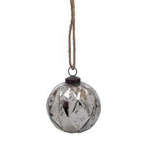 Silver Mercury Glass Christmas Ornament 4″ Set of 4