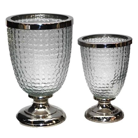 Embossed Footed Urns With SilverRims 8″x5″