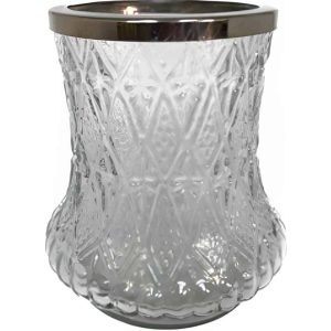 Embossed Footed Urns With SilverRims 7″x6.5″