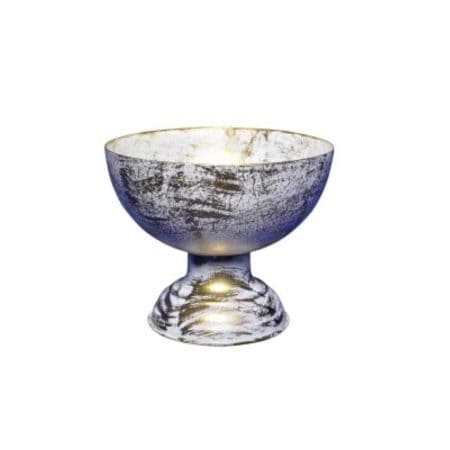 White Gold Iron Round Centerpiece Pedestal Bowl (4.5″Hx5.5″D)