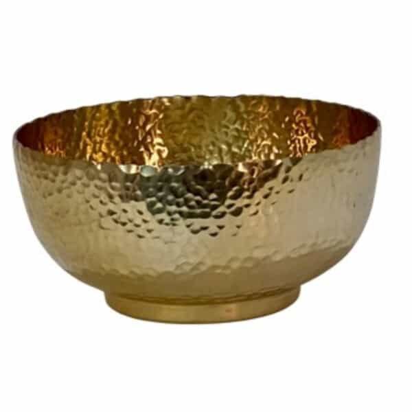 Elegant 6" Hammered Aluminum Gold Bowl - Perfect Decorative Centerpiece Platinum Bowl Hammered Aluminium 9.5″Dx5″H