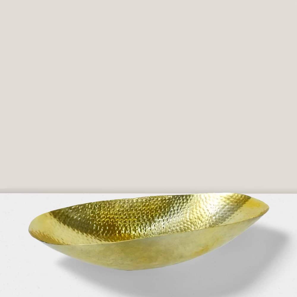 12” Gold Decorative Aluminium Bowl - Stylish Home Decor & Centerpiece Ideas Platinum Oval Boat Hammered Aluminium 12″Lx3″Hx4″W