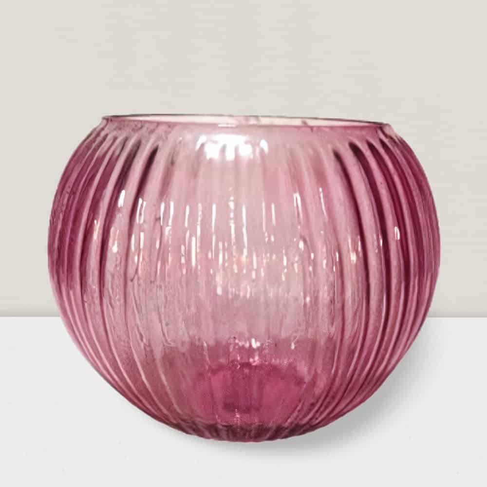 Blush Glass Vase - 5'' Decorative Ripple Ball for Elegant Floral Displays Blush ripple glass ball vase 5”X4”