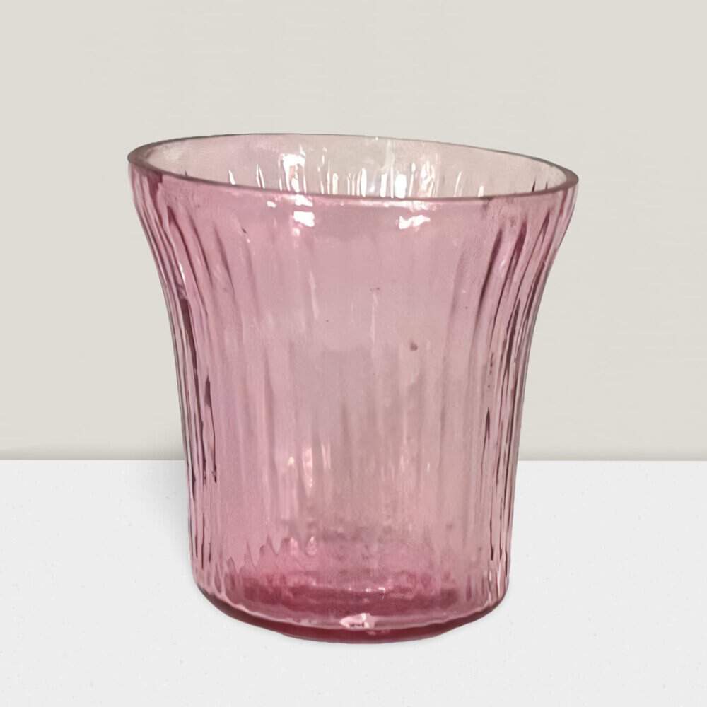 Elegant Blush Votive Vases - 6 Decorative Candle Holders for Stunning Home Decor Blush ripple votive vase 2.25”X2.25” Pk of 6