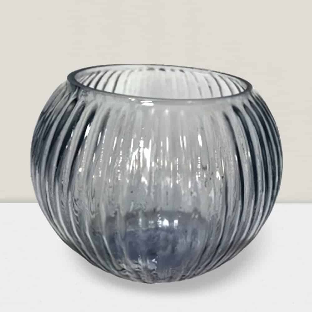 Elegant 5" Decorative Glass Vase - Versatile Centerpiece for All Seasons Blush ripple glass ball vase 5”X4”