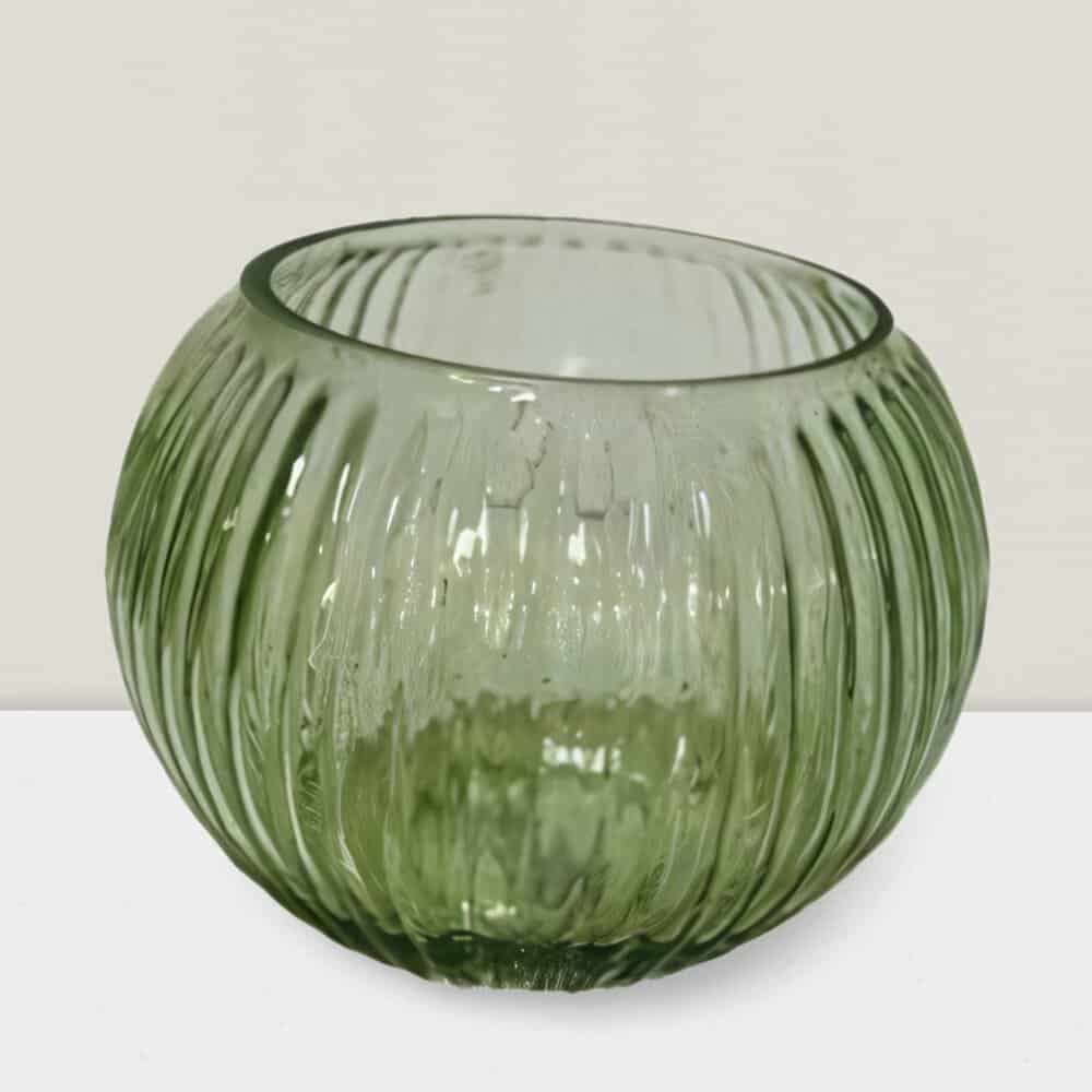 5'' Emerald Ripple Glass Ball Vase - Modern Home Decor & Decorative Vases Blush ripple glass ball vase 5”X4”
