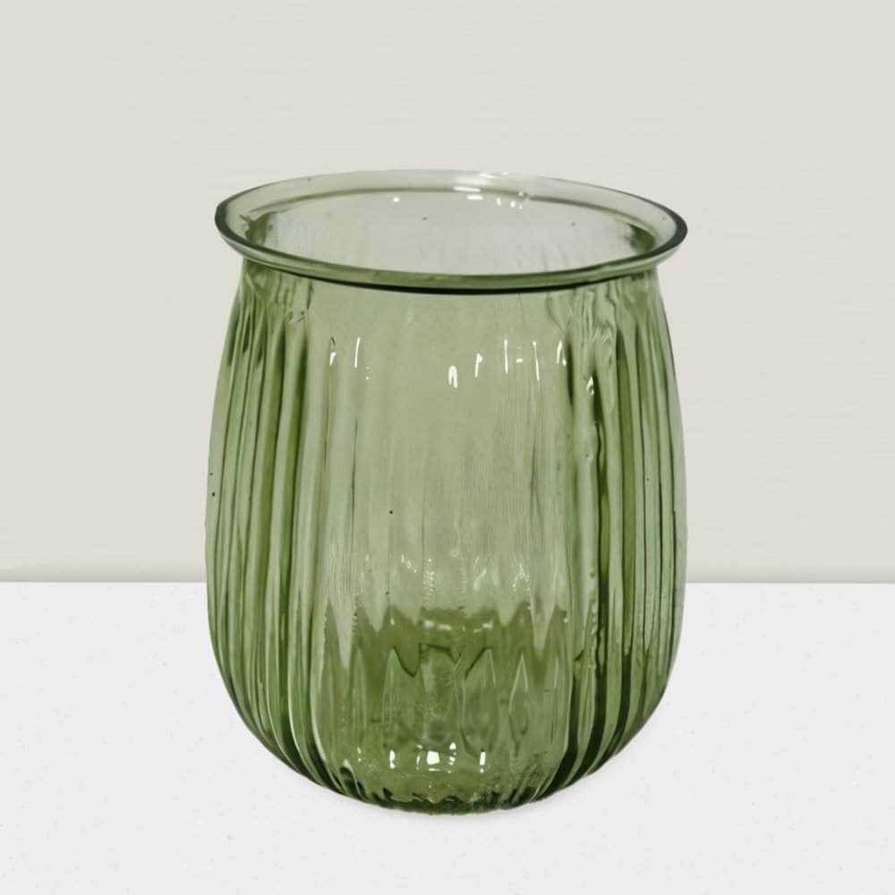 Elegant 4" Emerald Green Ripple Votive Vase - Versatile Home Decor Centerpiece Blush ripple votive vase 4”X4”
