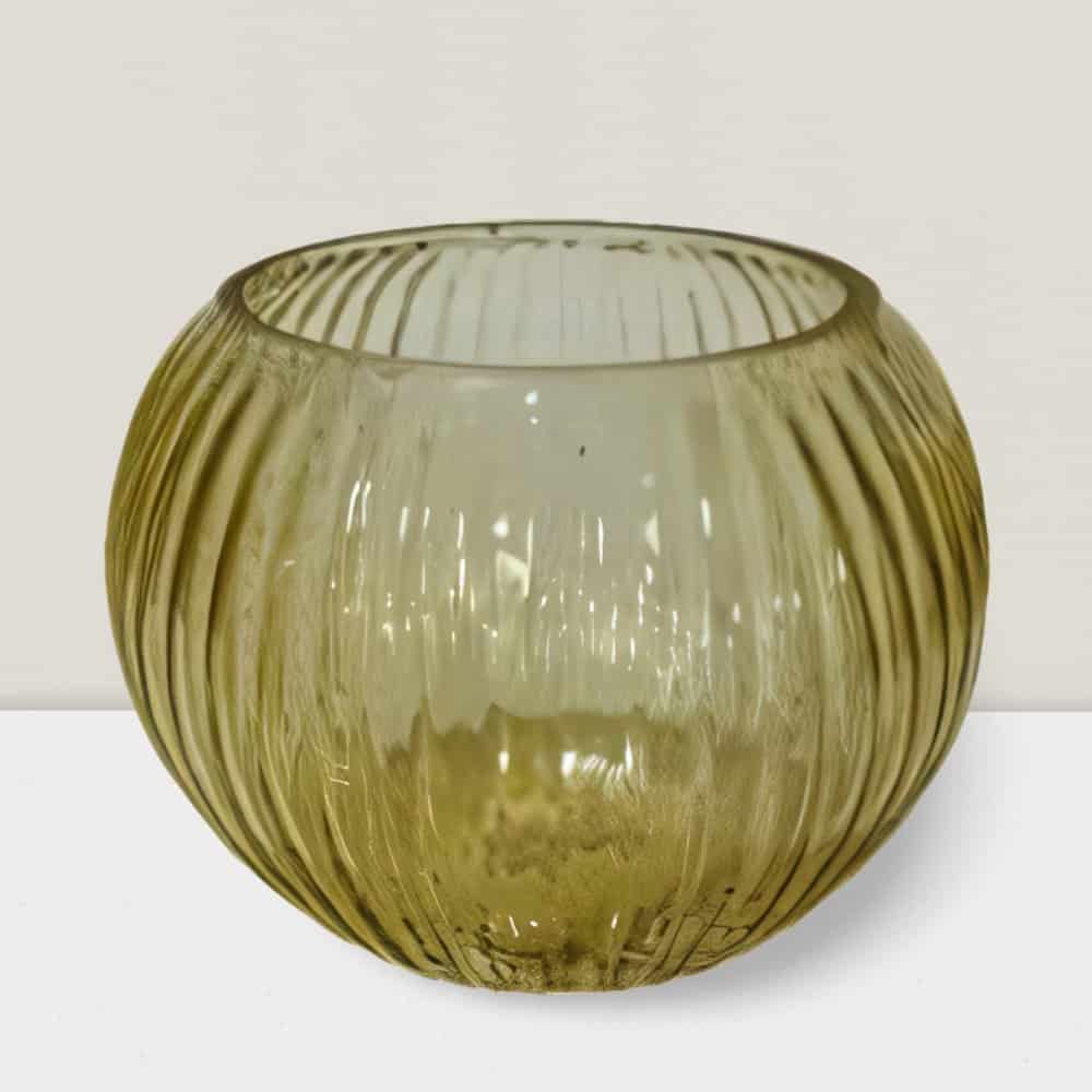 5'' Golden Ripple Decorative Glass Vase for Unique Floral Arrangements Blush ripple glass ball vase 5”X4”