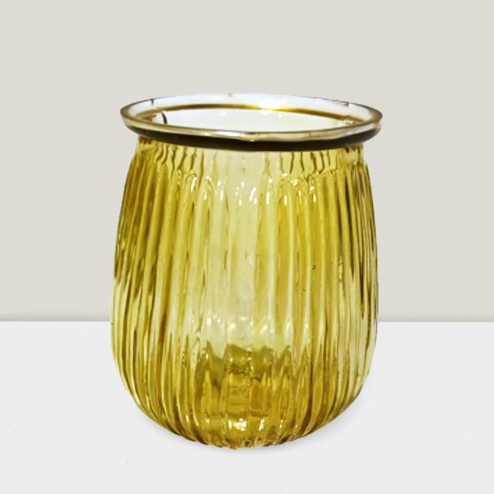 Elegant 4'' Golden Ripple Votive Vase - Unique Decor & Gift Idea Blush ripple votive vase 4”X4”