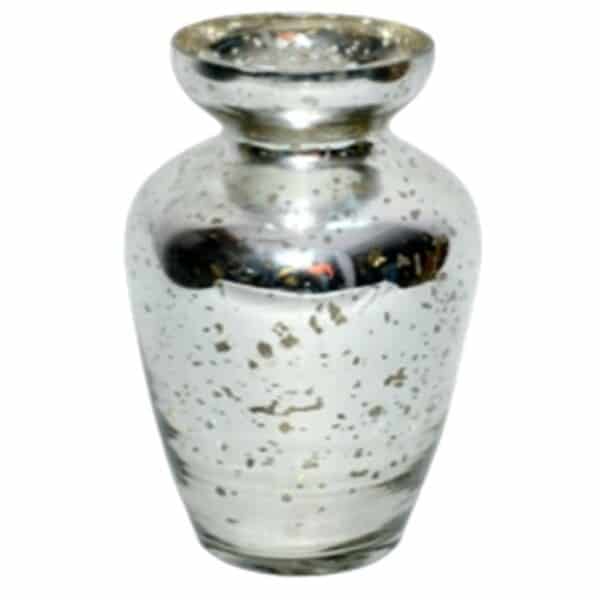 Elegant 6” Silver Mercury Glass Vase for Home Decor & Floral Arrangements Gold Mercury Glass Vase (6″Hx4.5″W)
