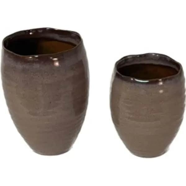 7-Inch Rustic Artisanal Pottery Decor: Elegant Ceramic Vases & Centerpieces Art Design Earthware Chocolate 7″Hx5″W