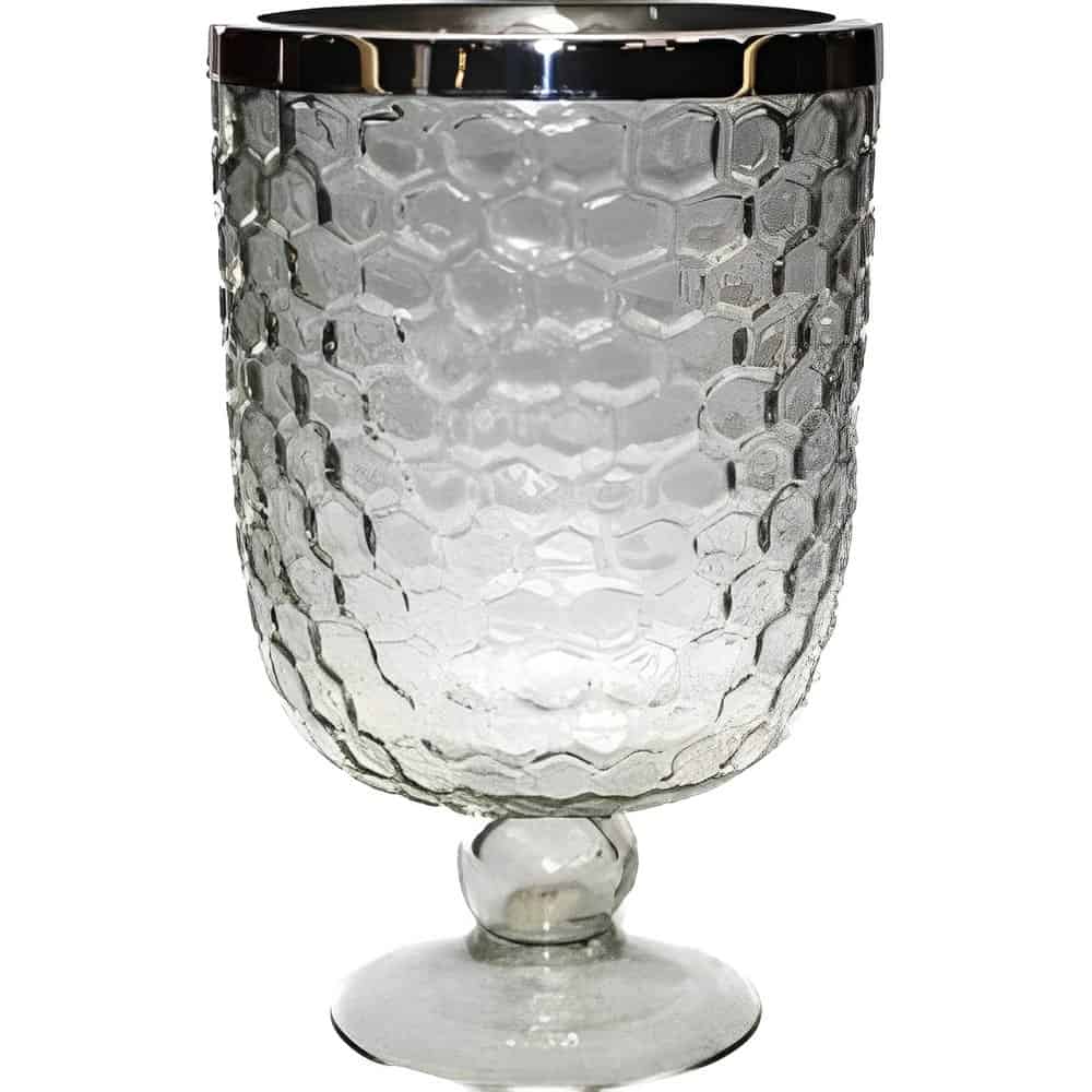 Elevate Your Space with 10” Embossed Footed Urns & Silver Rim Decor Alankar Collection Embossed Footed Urns With SilverRims 10″x6.5 “