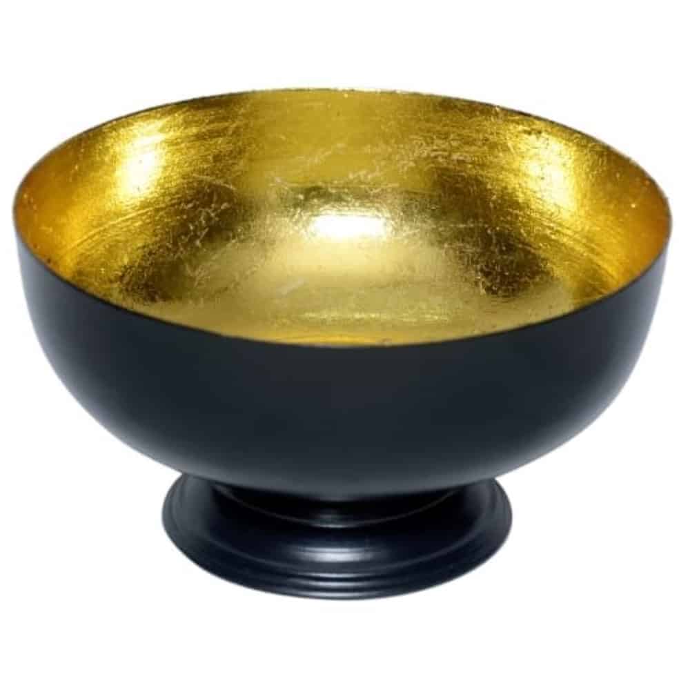 Stylish Black and Gold Decorative Bowls - Set of 2 Round Iron Bowls Black and Gold Iron Round Bowl Set of 2 (6.5″Dx3.5″H)