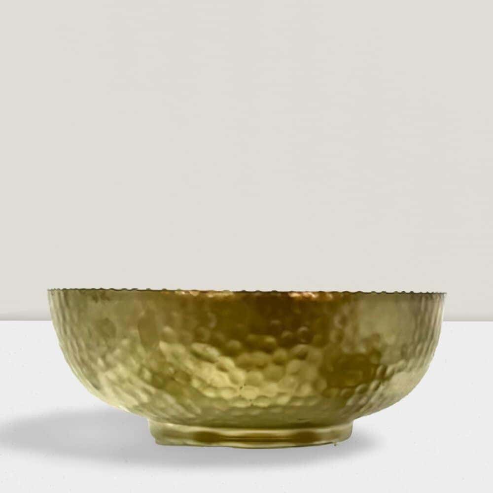 Set of 6 Iron Gold Hammered Bowls - Versatile Decorative Serving Bowls Iron Silver hammered bowl 14”DX5”H Pk of 6