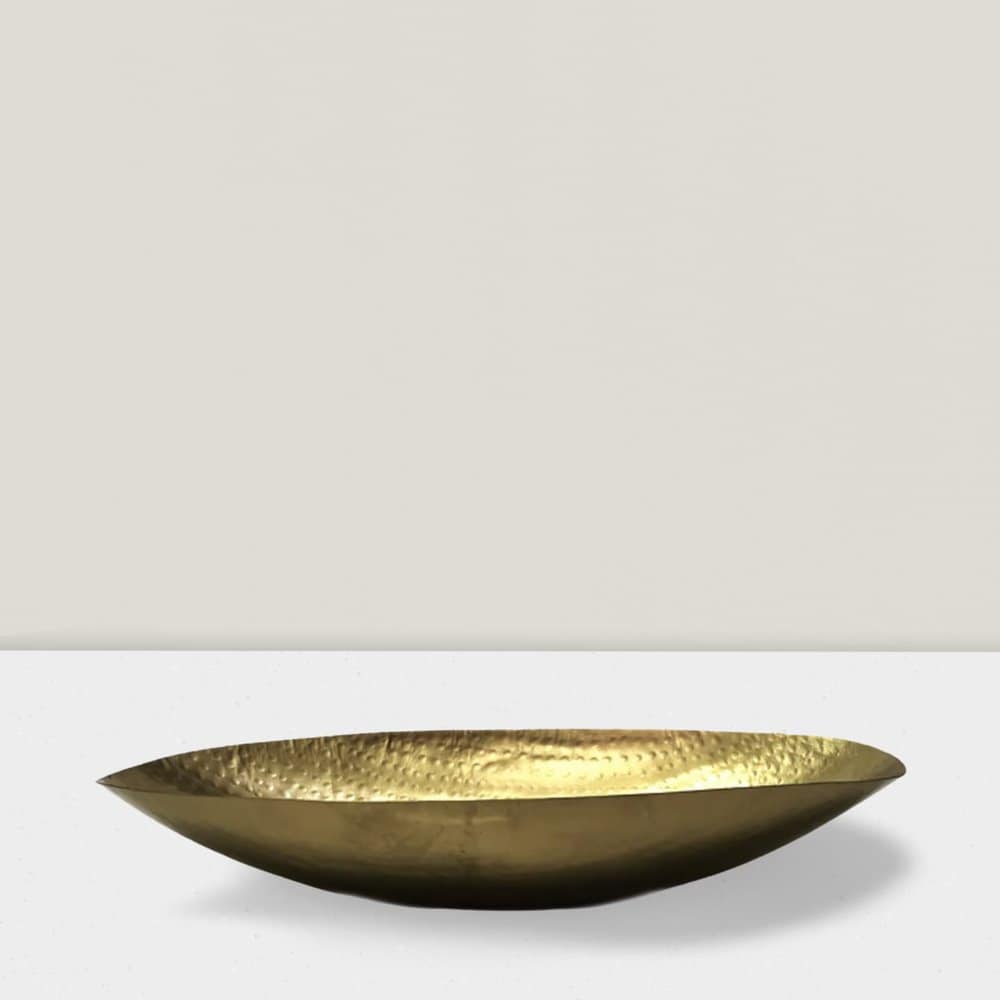 Elevate Your Space: 6 Decorative Iron Gold Hammered Boats for Home Decor Platinum Oval Boat Hammered Aluminium 12″Lx3″Hx4″W