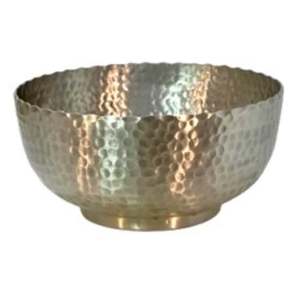 Shop the 9.5" Hammered Aluminum Bowl - Elegant Decorative Kitchenware & Luxury Dining Centerpiece Platinum Bowl Hammered Aluminium 9.5″Dx5″H