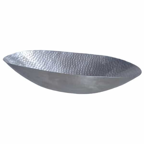 18” Oval Hammered Aluminium Serving Dish - Durable & Elegant Tableware Platinum Oval Boat Hammered Aluminium 18″Lx3″Hx6″W