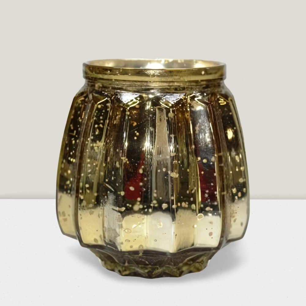 Set of 4 Antique Glass Votive Holders - Elegant Decorative Lighting Silver Glass votive Antique 4″x4″