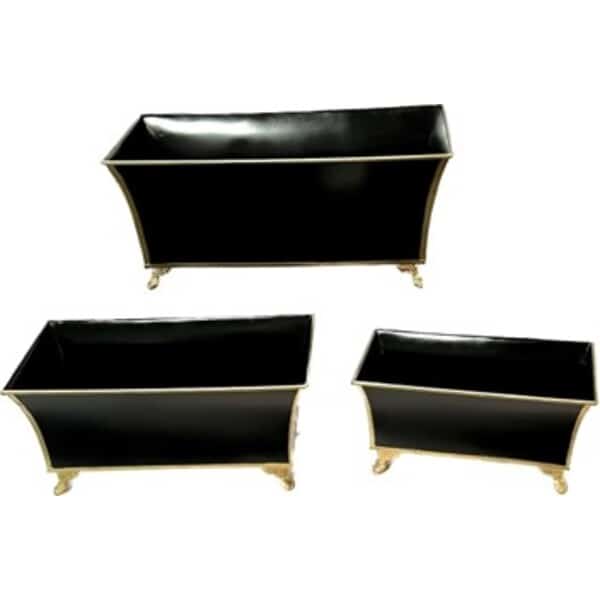 Iron Victorian White Rect. Planter 11″x6.5″x5.5″, 14″x8″x6.5″, 17″x 10×7.5″ set /3