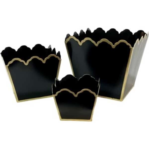 Iron Victorian White Square Scallop 9″x8″x”, 7″x6″x”, 5″x 4x” set /3