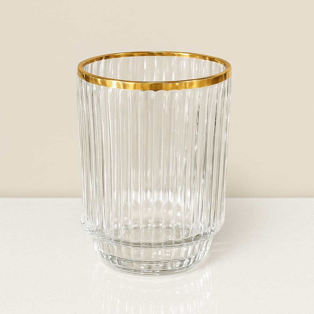 Elegant 6-Pack Clear Glass Votives with Gold Rim - Ripple Texture Holders Blush ripple votive vase 4”HX3”W Pk of 6
