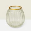 Elegant 4" Clear Glass Vase with Gold Rim - Quality Home Decor Accessory Blush ripple votive vase 4”X4”