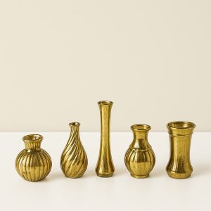 Gold Mercury small bud vases Set/5 sizes between 4.75″-5.5″